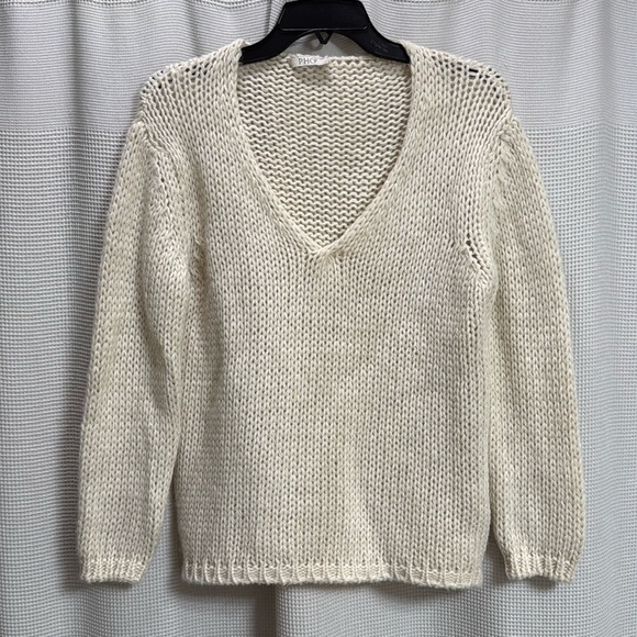 Pho Shaker knit sweater SZ M? Cream wool alpaca blend Made Italy boxy Lagenlook - Picture 1 of 5
